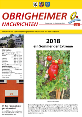 NACHRICHTEN Donnerstag, 20. September 2018