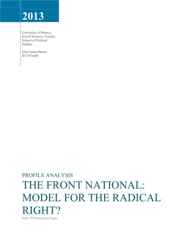 Radicalism and the Front National