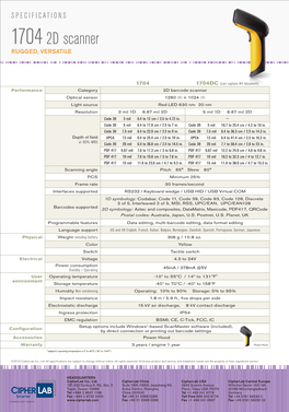 1704 2D Scanner RUGGED, VERSATILE