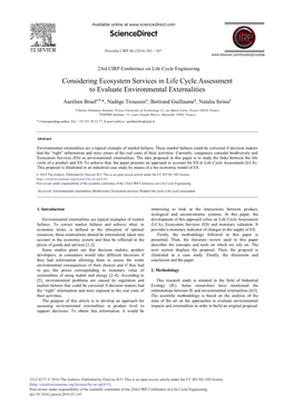 Considering Ecosystem Services in Life Cycle Assessment to Evaluate Environmental Externalities