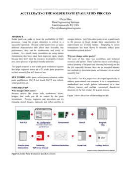 SMTAI 2018 Accelerating the Solder Paste Selection Process