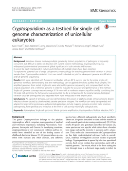 Cryptosporidium As a Testbed for Single Cell Genome Characterization