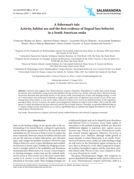 Activity, Habitat Use and the First Evidence of Lingual Lure Behavior in a South American Snake