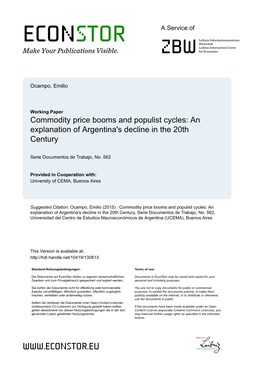 An Explanation of Argentina's Decline in the 20Th Century