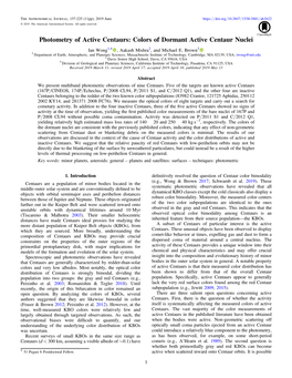 Photometry of Active Centaurs: Colors of Dormant Active Centaur Nuclei