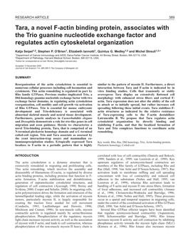 Tara, a Novel F-Actin Binding Protein, Associates with the Trio Guanine Nucleotide Exchange Factor and Regulates Actin Cytoskeletal Organization