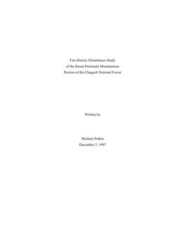 Fire History Disturbance Study of the Kenai Peninsula Mountainous Portion of the Chugach National Forest