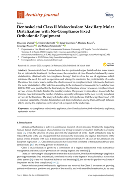 Maxillary Molar Distalization with No-Compliance Fixed Orthodontic Equipment