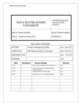 Radiation Safety Plan