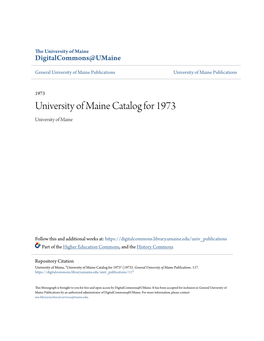 University of Maine Catalog for 1973 University of Maine