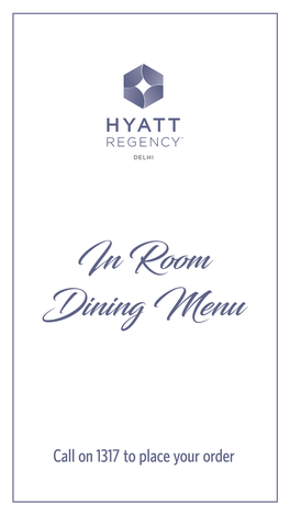 In Room Dining Menu