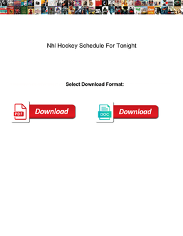 Nhl Hockey Schedule for Tonight