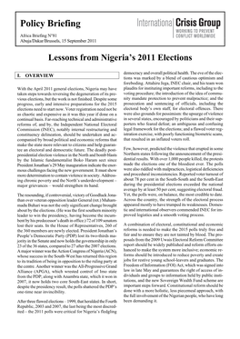 Lessons from Nigeria's 2011 Elections