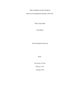 The Looking-Glass World: Mirrors in Pre-Raphaelite Painting 1850-1915