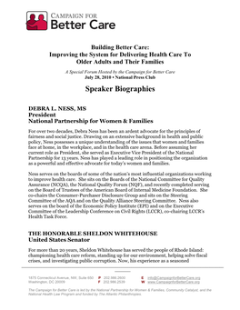 Building Better Care: Improving the System for Delivering Health Care to Older Adults and Their Families