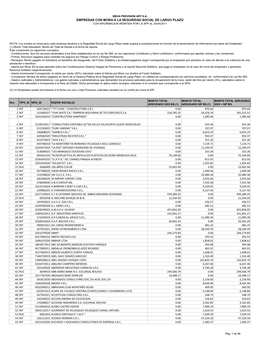 Empresas Con Mora a La Seguridad Social De Largo Plazo Con Informacion Remitida Por La Afp Al 30/04/2017