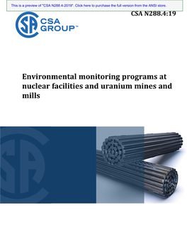 Environmental Monitoring Programs at Nuclear Facilities and Uranium Mines and Mills This Is a Preview of 