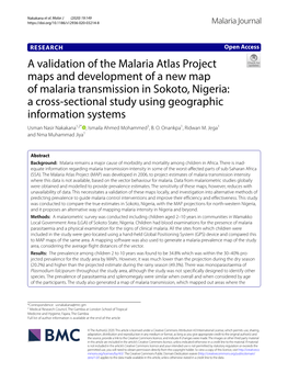 A Validation of the Malaria Atlas Project Maps and Development of a New Map of Malaria Transmission in Sokoto, Nigeria: a Cross