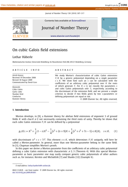 On Cubic Galois Field Extensions