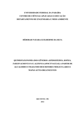 Universidade Federal Da Paraíba Centro De Ciências Aplicadas E Educação Departamento De Engenharia E Meio Ambiente