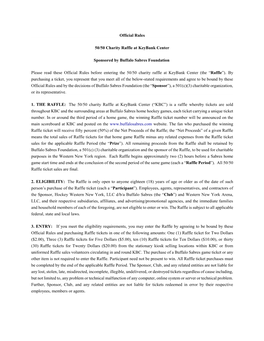 Official Rules 50/50 Charity Raffle at Keybank Center Sponsored by Buffalo Sabres Foundation Please Read These Official Rules Be