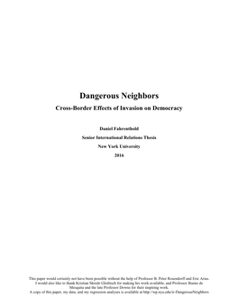 Dangerous Neighbors Cross-Border Effects of Invasion on Democracy