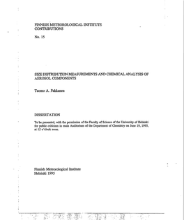 Size Distribution Measurements and Chemical Analysis of Aerosol Components