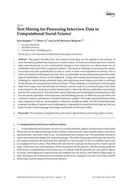 Text Mining for Processing Interview Data in Computational Social Science