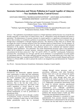 Seawater Intrusion and Nitrate Pollution in Coastal Aquifer Of