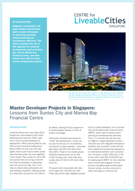 Master Developer Projects in Singapore: Lessons from Suntec City and Marina Bay Financial Centre