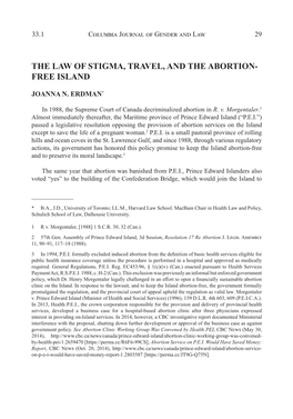 The Law of Stigma, Travel, and the Abortion- Free Island