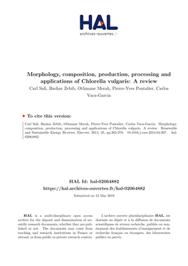 Morphology, Composition, Production, Processing and Applications Of