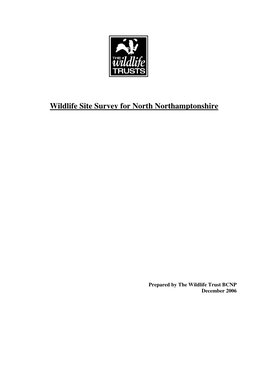 Wildlife Site Survey for North Northamptonshire
