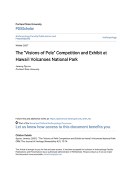 The "Visions of Pele" Competition and Exhibit at Hawai'i Volcanoes National Park