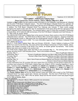 FACT SHEET – FIVB Puerto Vallarta Open Playa Camarones, Puerto