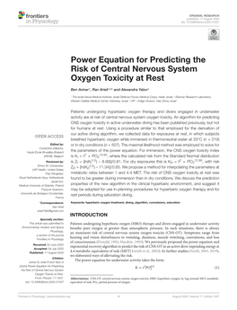 Power Equation for Predicting the Risk of Central Nervous System Oxygen Toxicity at Rest