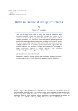 Another Look at Risks in Financial Group Structures