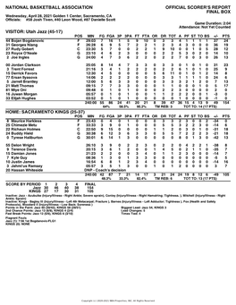 Box Score Jazz