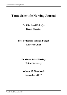 Tanta Scientific Nursing Journal
