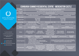 Edinburgh Summer Residential Centre - Merchiston Castle