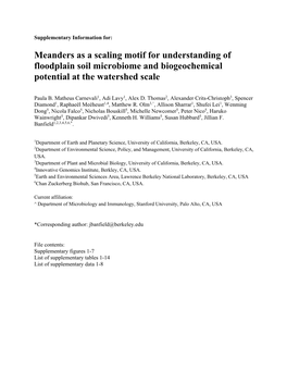 Meanders As a Scaling Motif for Understanding of Floodplain Soil Microbiome and Biogeochemical Potential at the Watershed Scale