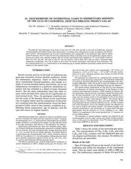 24. Geochemistry of Interstitial Gases in Sedimentary Deposits of the Gulf of California, Deep Sea Drilling Project Leg 641