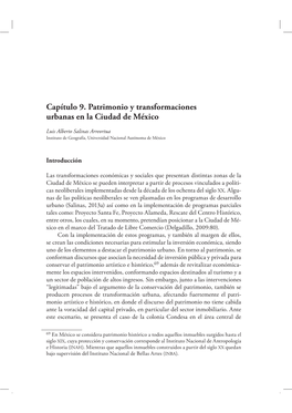 Capítulo 9. Patrimonio Y Transformaciones Urbanas En La Ciudad De México