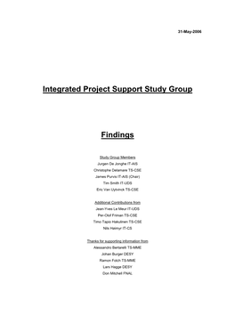 Integrated Project Support Study Group Findings 31-May-2006