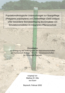 Und Zwiebelfliege (Delia Antiqua) Unter Besonderer Berücksichtigung Des Einsatzes Von Simulationsmodellen Im Integrierten Pflanzenschutz