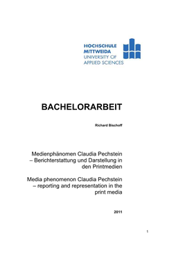 Medienphänomen Claudia Pechstein – Berichterstattung Und Darstellung in Den Printmedien