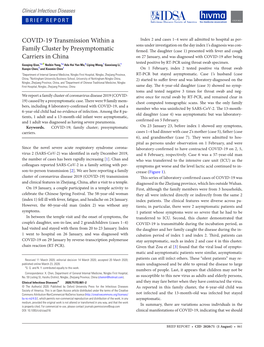 COVID-19 Transmission Within a Family Cluster by Presymptomatic