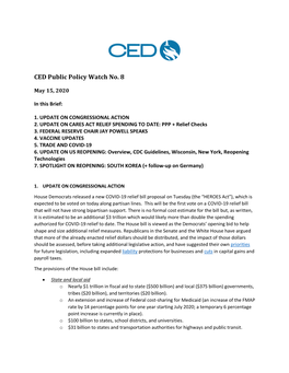 CED Public Policy Watch No. 8