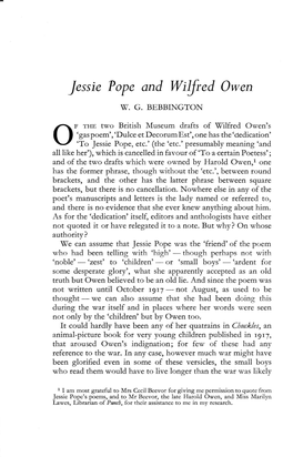 Jessie Pope and Wilfred Owen