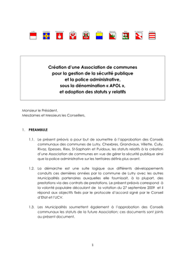 Association Intercommunale De Police Sous La Dénomination « Apol » (Association Police Lavaux)